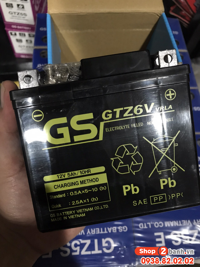 Bình ắc quy gs gtz6v - 2