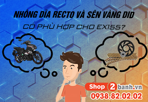 Exciter 155 thay nhông dĩa recto và sên vàng did có phù hợp - 1