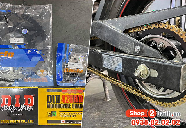 Exciter 155 thay nhông dĩa recto và sên vàng did có phù hợp - 2