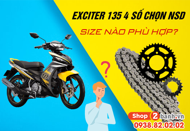 Yamaha exciter 135 4 số đi nhông sên dĩa size nào phù hợp - 1