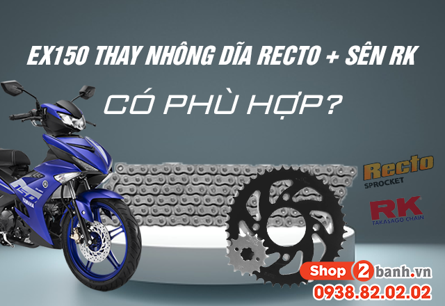 Exciter 150 thay nhông dĩa recto và sên rk có phù hợp - 1