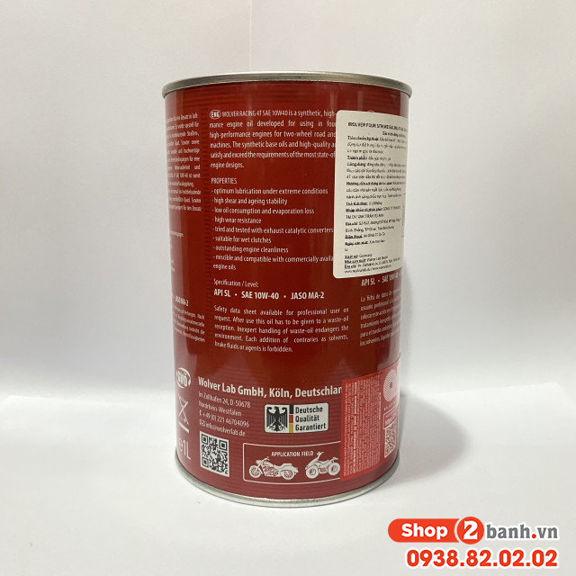 Nhớt wolver racing synthetic 10w40 1l - 2