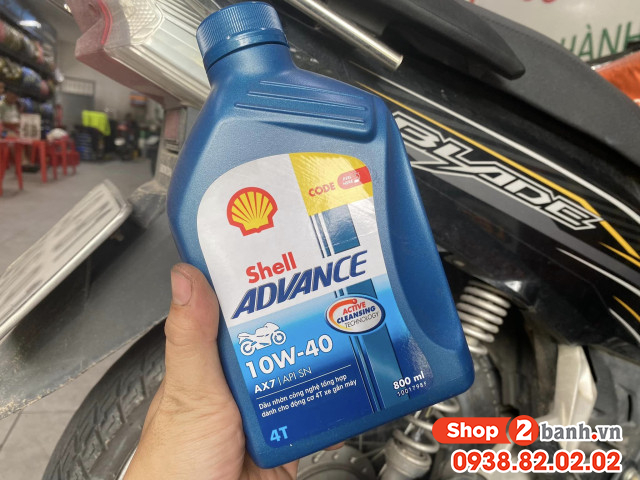 Nhớt shell advance 4t ax7 10w40 synthetic based 08l - 1
