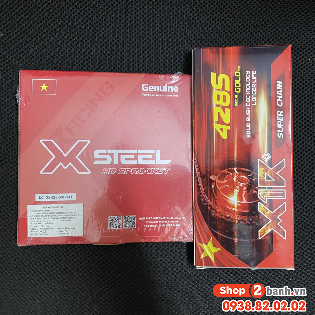 Bộ nhông sên dĩa x1r cho exciter 135 114l vàng - crom - 1