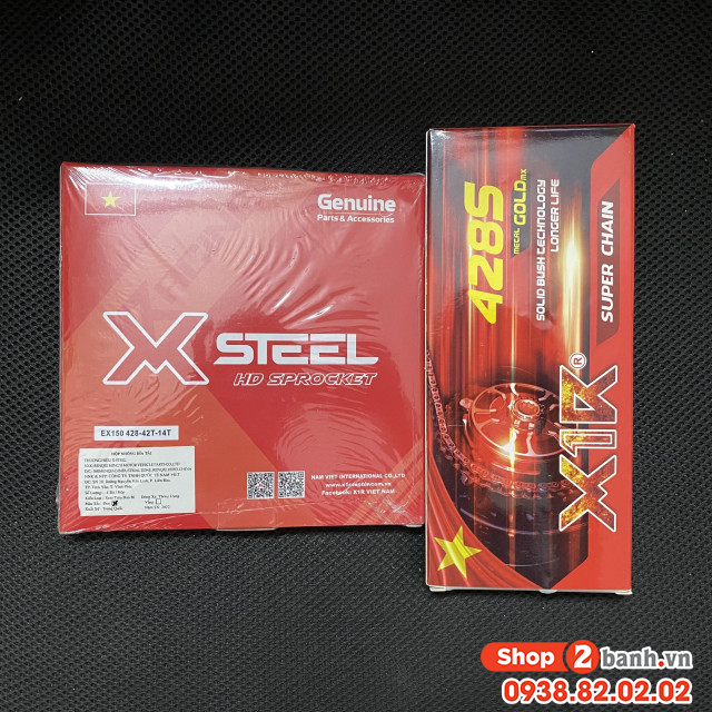 Bộ nhông sên dĩa x1r cho exciter 150 122l đen - 1