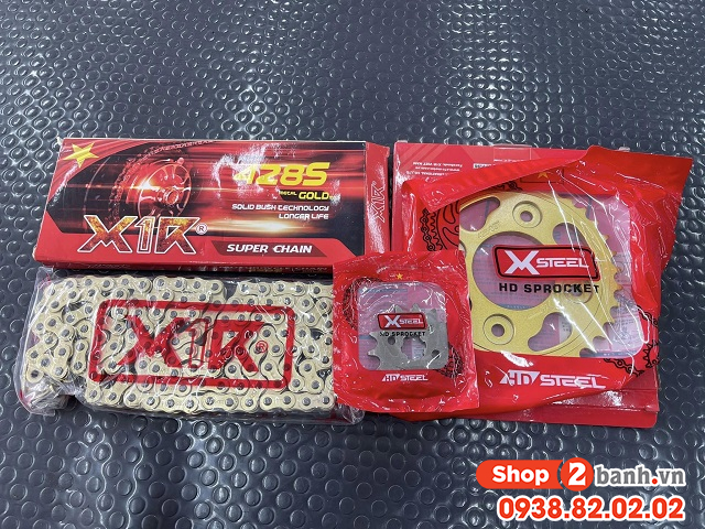 Bộ nhông sên dĩa x1r cho wave rs future 114l vàng crom - 2