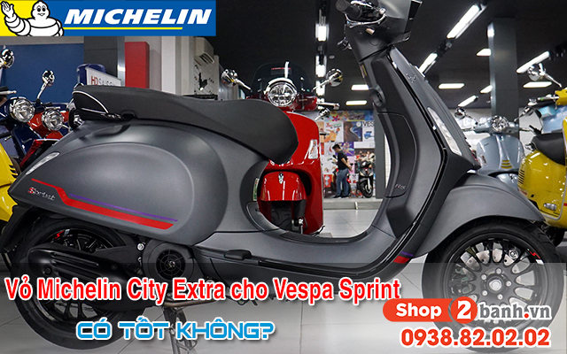 Vespa sprint thay lốp michelin city extra có bám đường tốt không  - 1