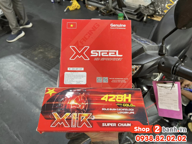 Bộ nhông sên dĩa x1r cho sirius 114l vàng - 2
