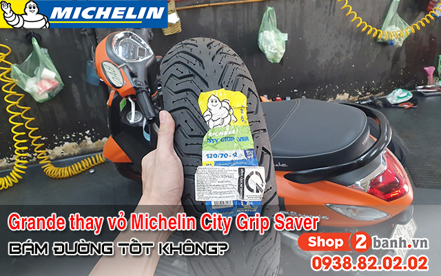 Yamaha grande thay lốp michelin city grip saver bám đường tốt không  - 1