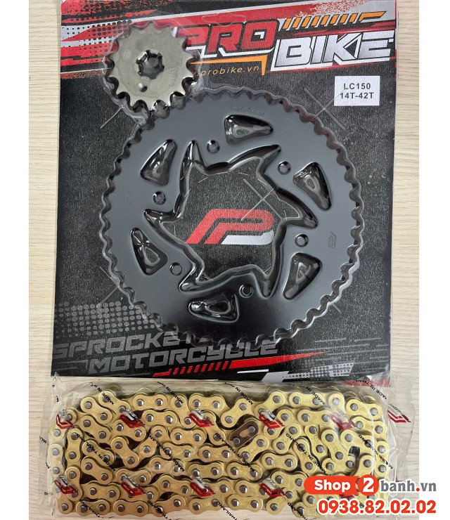 Bộ nhông sên dĩa pro-bike sên vàng cho exciter 150 42t - 1