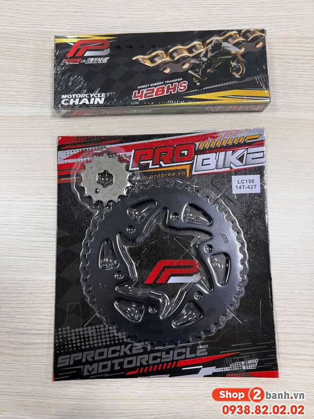 Bộ nhông sên dĩa pro-bike tán đúc vàng đen cho exciter 150 42t 428hs - 1