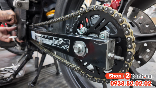 Bộ nhông sên dĩa pro-bike tán đúc vàng đen cho winner 44t 428hs - 4