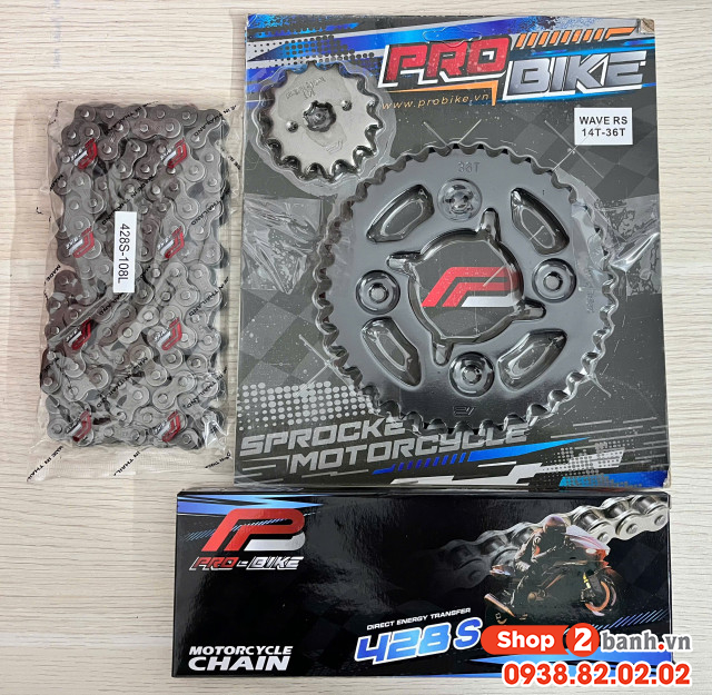 Bộ nhông sên dĩa pro-bike cho wave rs future neo future x - 1