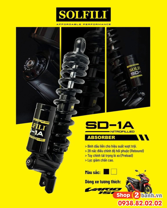 Phuộc solfili sd-1a cho vario 125150 chính hãng 1 tăng chỉnh - 5