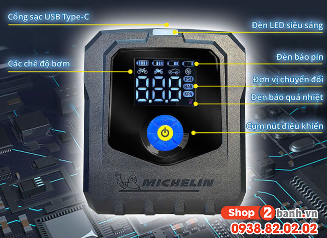Máy bơm lốp michelin m2567 không dây chính hãng - 3