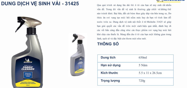 Chai vệ sinh đa năng michelin 31425 fabric cleaner dành cho ô tô - 3