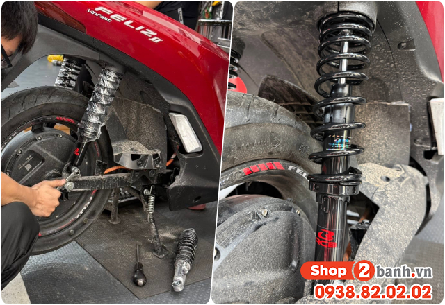 Xe điện feliz ii thay phuộc rcb a3 335mm có phù hợp không - 3