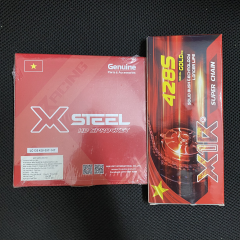 Bộ nhông sên dĩa X1R cho Exciter 135 (114L, Vàng - Crom)