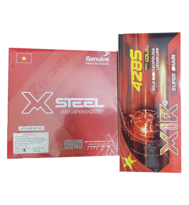 Bộ nhông sên dĩa X1R cho Exciter 135 (114L, Vàng - Crom)