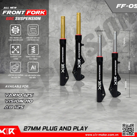 Phuộc trước X1R chính hãng cho Vario