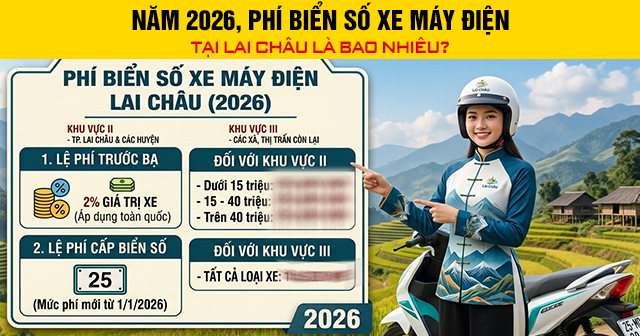 Năm 2026, Phí biển số xe máy điện tại Lai Châu là bao nhiêu?