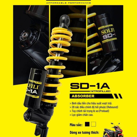 Phuộc Solfili SD-1A cho Vario 125/150 chính hãng 1 tăng chỉnh