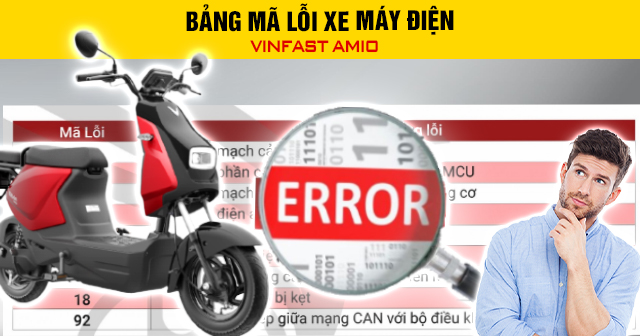 Bảng mã lỗi xe máy điện Vinfast Amio