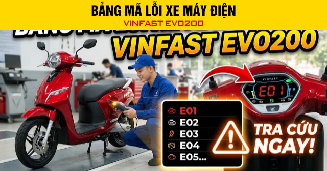 Bảng mã lỗi xe máy điện Vinfast Evo200