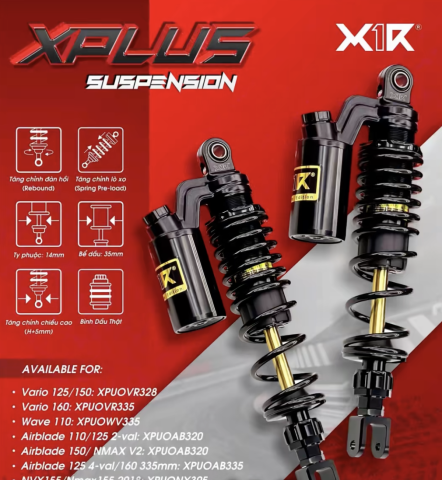 Phuộc X1R X Plus ty vàng bình dầu cho Air Blade 2val chính hãng